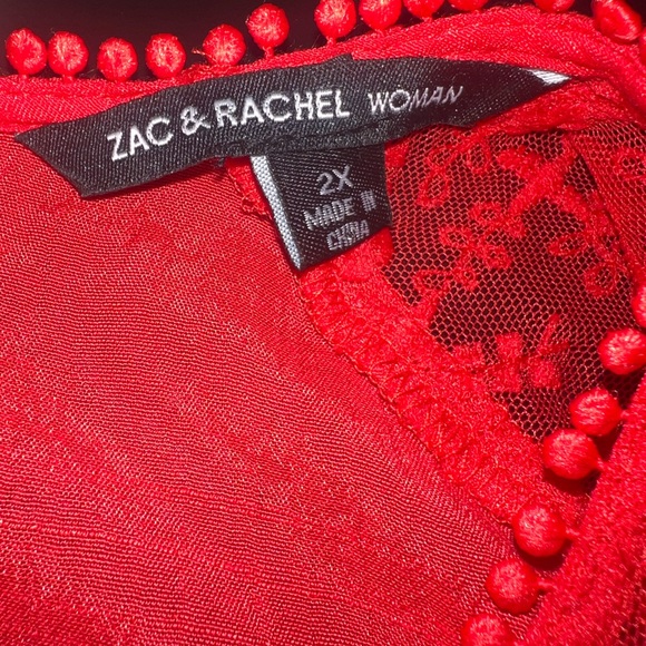 Zac & Rachel Red Sleeveless Shift Dress With Lace Detail Size 2XL EUC - Picture 7 of 9
